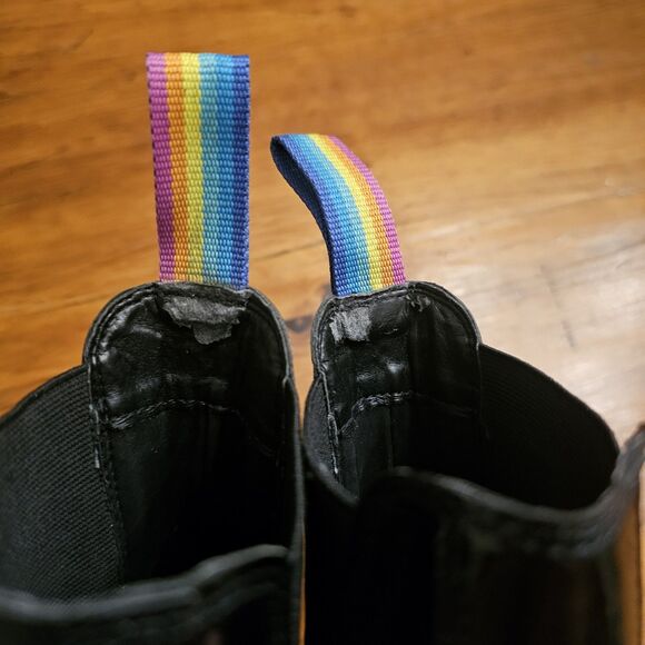 Kurt Geiger London Sz 37 Rainbow Birdie Platform Chelsea Boots Black Patent - Picture 4 of 10